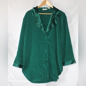 Gold label Victoria's Secret Teal Satin sleep shirt casual outing layering